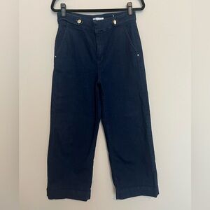 ANN TAYLOR LOFT Jeans Size 30/10 Wide Leg High Rise Crop Sailor Mariner Stretch